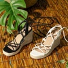 image:imageAllegra K Women Platform Square Toe Lace Up Espadrilles Heels SandalsBlack