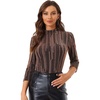 image:imageAllegra K Women Halloween Glitter Sparkly Metallic 34 Sleeve Party TopsOrange