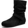 image:imageAllegra K Women Mid Calf Slouch Booties Flat Suede BootsBlack
