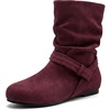 image:imageAllegra K Women Mid Calf Slouch Booties Flat Suede BootsBurgundy