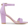 image:imageAllegra K Women Solid Open Toe Buckle Block Heel Ankle Strap SandalsPurple