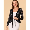 image:imageAllegra K Lace Shrug for Womens Tie Front Ruffle Formal Evening BoleroBlack