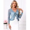 image:imageAllegra K Lace Shrug for Womens Tie Front Ruffle Formal Evening BoleroBlue