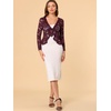 image:imageAllegra K Lace Shrug for Womens Tie Front Ruffle Formal Evening BoleroBurgundy