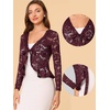 image:imageAllegra K Lace Shrug for Womens Tie Front Ruffle Formal Evening BoleroBurgundy