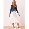 image:imageAllegra K Lace Shrug for Womens Tie Front Ruffle Formal Evening BoleroDark Blue