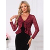image:imageAllegra K Lace Shrug for Womens Tie Front Ruffle Formal Evening BoleroDark Red