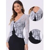 image:imageAllegra K Lace Shrug for Womens Tie Front Ruffle Formal Evening BoleroDusty Grey