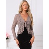 image:imageAllegra K Lace Shrug for Womens Tie Front Ruffle Formal Evening BoleroGrey Pink