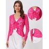 image:imageAllegra K Lace Shrug for Womens Tie Front Ruffle Formal Evening BoleroHot Pink