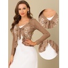 image:imageAllegra K Lace Shrug for Womens Tie Front Ruffle Formal Evening BoleroKhaki