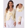 image:imageAllegra K Lace Shrug for Womens Tie Front Ruffle Formal Evening BoleroLight Beige