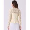 image:imageAllegra K Lace Shrug for Womens Tie Front Ruffle Formal Evening BoleroLight Beige