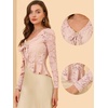 image:imageAllegra K Lace Shrug for Womens Tie Front Ruffle Formal Evening BoleroPink