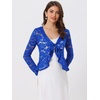 image:imageAllegra K Lace Shrug for Womens Tie Front Ruffle Formal Evening BoleroRoyal Blue