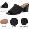 image:imageAllegra K Women Faux Leather Square Toe Slip on Chunky Heel Slides SandalsBlack