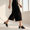image:imageAllegra K Women Faux Leather Square Toe Slip on Chunky Heel Slides SandalsBlack2