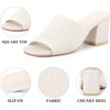 image:imageAllegra K Women Faux Leather Square Toe Slip on Chunky Heel Slides SandalsCream