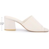 image:imageAllegra K Women Faux Leather Square Toe Slip on Chunky Heel Slides SandalsCream