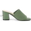 image:imageAllegra K Women Faux Leather Square Toe Slip on Chunky Heel Slides SandalsGreen