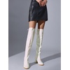 image:imageAllegra K Women Faux Suede Round Toe Chunky Heel Over the Knee High BootsWhite