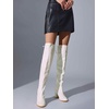 image:imageAllegra K Women Faux Suede Round Toe Chunky Heel Over the Knee High BootsWhite