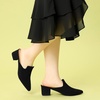 image:imageAllegra K Women Faux Suede Slip on Pointed Toe Chunky Heels Slide MulesBlack