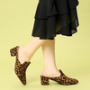 image:imageAllegra K Women Faux Suede Slip on Pointed Toe Chunky Heels Slide MulesLeopard