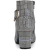 image:imageAllegra K Women Plaid Pointed Toe Chunky Heels Ankle Boots Buckle DecorBlack White