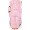 image:imageAllegra K Women Plaid Pointed Toe Chunky Heels Ankle Boots Buckle DecorPink