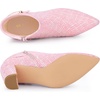 image:imageAllegra K Women Plaid Pointed Toe Chunky Heels Ankle Boots Buckle DecorPink