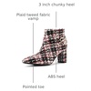 image:imageAllegra K Women Plaid Pointed Toe Chunky Heels Ankle Boots Buckle DecorRed Black