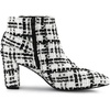 image:imageAllegra K Women Plaid Pointed Toe Chunky Heels Ankle Boots Buckle DecorWhite Black