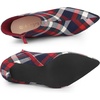 image:imageAllegra K Women Plaid Pointed Toe Side Zip Stiletto Heel Ankle BootsBlue White