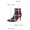 image:imageAllegra K Women Plaid Pointed Toe Side Zip Stiletto Heel Ankle BootsBlue White