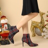 image:imageAllegra K Women Plaid Pointed Toe Side Zip Stiletto Heel Ankle BootsRed Green