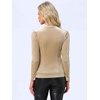image:imageAllegra K Women Vintage Velvet Puff Long Sleeve Mock Neck Christmas BlouseBeige