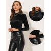 image:imageAllegra K Women Vintage Velvet Puff Long Sleeve Mock Neck Christmas BlouseBlack