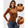 image:imageAllegra K Women Vintage Velvet Puff Long Sleeve Mock Neck Christmas BlouseBrown