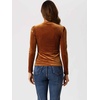 image:imageAllegra K Women Vintage Velvet Puff Long Sleeve Mock Neck Christmas BlouseBrown