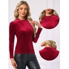 image:imageAllegra K Women Vintage Velvet Puff Long Sleeve Mock Neck Christmas BlouseBurgundy