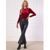 image:imageAllegra K Women Vintage Velvet Puff Long Sleeve Mock Neck Christmas BlouseBurgundy
