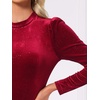 image:imageAllegra K Women Vintage Velvet Puff Long Sleeve Mock Neck Christmas BlouseBurgundy