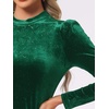 image:imageAllegra K Women Vintage Velvet Puff Long Sleeve Mock Neck Christmas BlouseDark Green