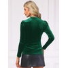 image:imageAllegra K Women Vintage Velvet Puff Long Sleeve Mock Neck Christmas BlouseDark Green