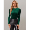 image:imageAllegra K Women Vintage Velvet Puff Long Sleeve Mock Neck Christmas BlouseDark Green
