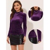 image:imageAllegra K Women Vintage Velvet Puff Long Sleeve Mock Neck Christmas BlouseDark Purple