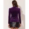 image:imageAllegra K Women Vintage Velvet Puff Long Sleeve Mock Neck Christmas BlouseDark Purple