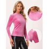 image:imageAllegra K Women Vintage Velvet Puff Long Sleeve Mock Neck Christmas BlouseHot Pink
