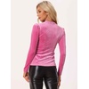 image:imageAllegra K Women Vintage Velvet Puff Long Sleeve Mock Neck Christmas BlouseHot Pink